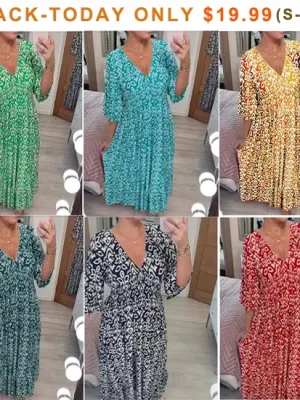 ?LAST DAY 70% OFF?V-neck floral dress